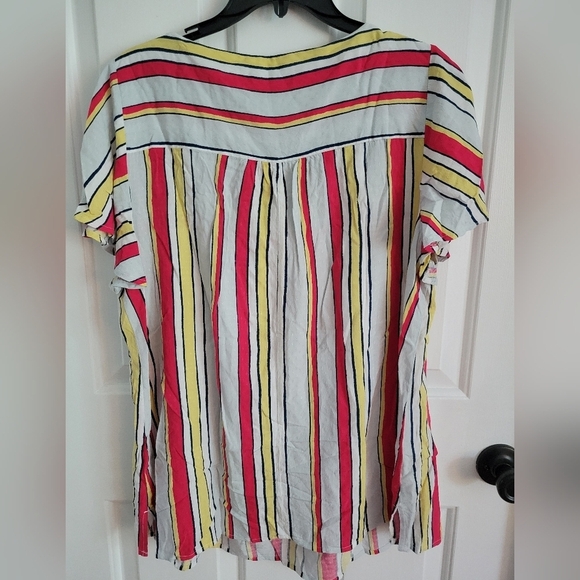 Lane Bryant Multi-colored Striped Square Neck Top Size 16 - Picture 7 of 7